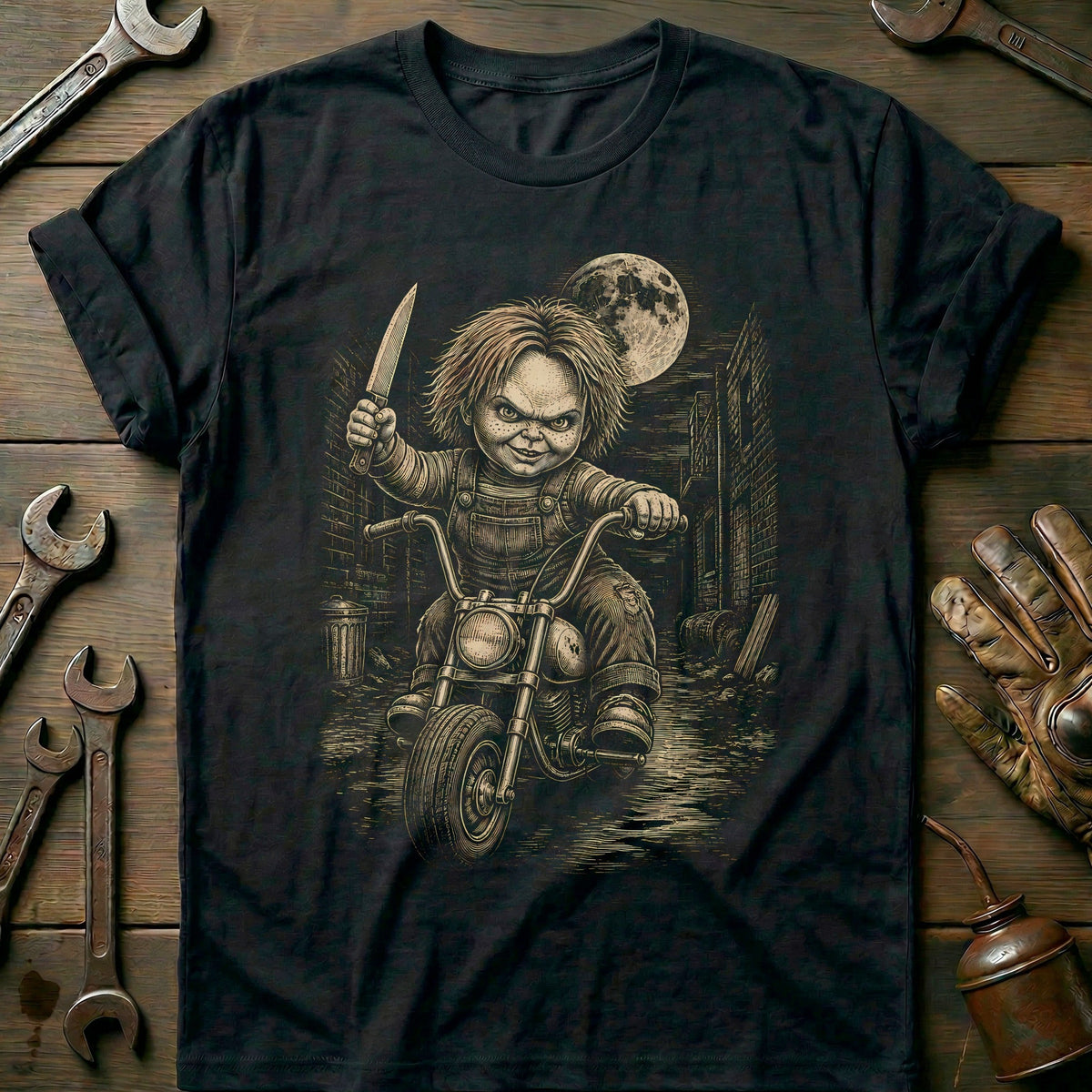 Doll Scene Motorcycle T-Shirt AU Gift For Biker