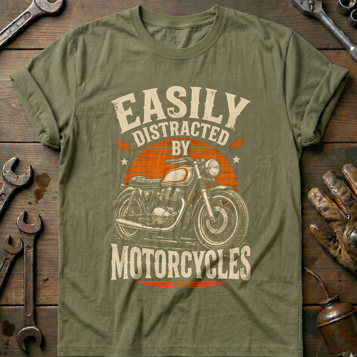 Easily Distracted Motorcycles T-Shirt US Gift For Biker