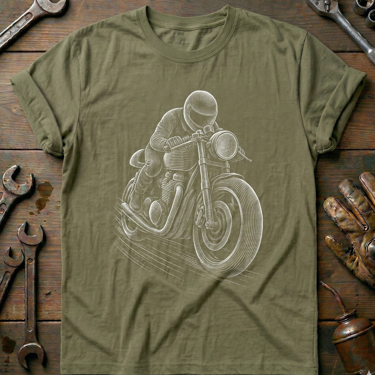 Cafe Racer Engraving Motorcycle T-Shirt Gift For Biker