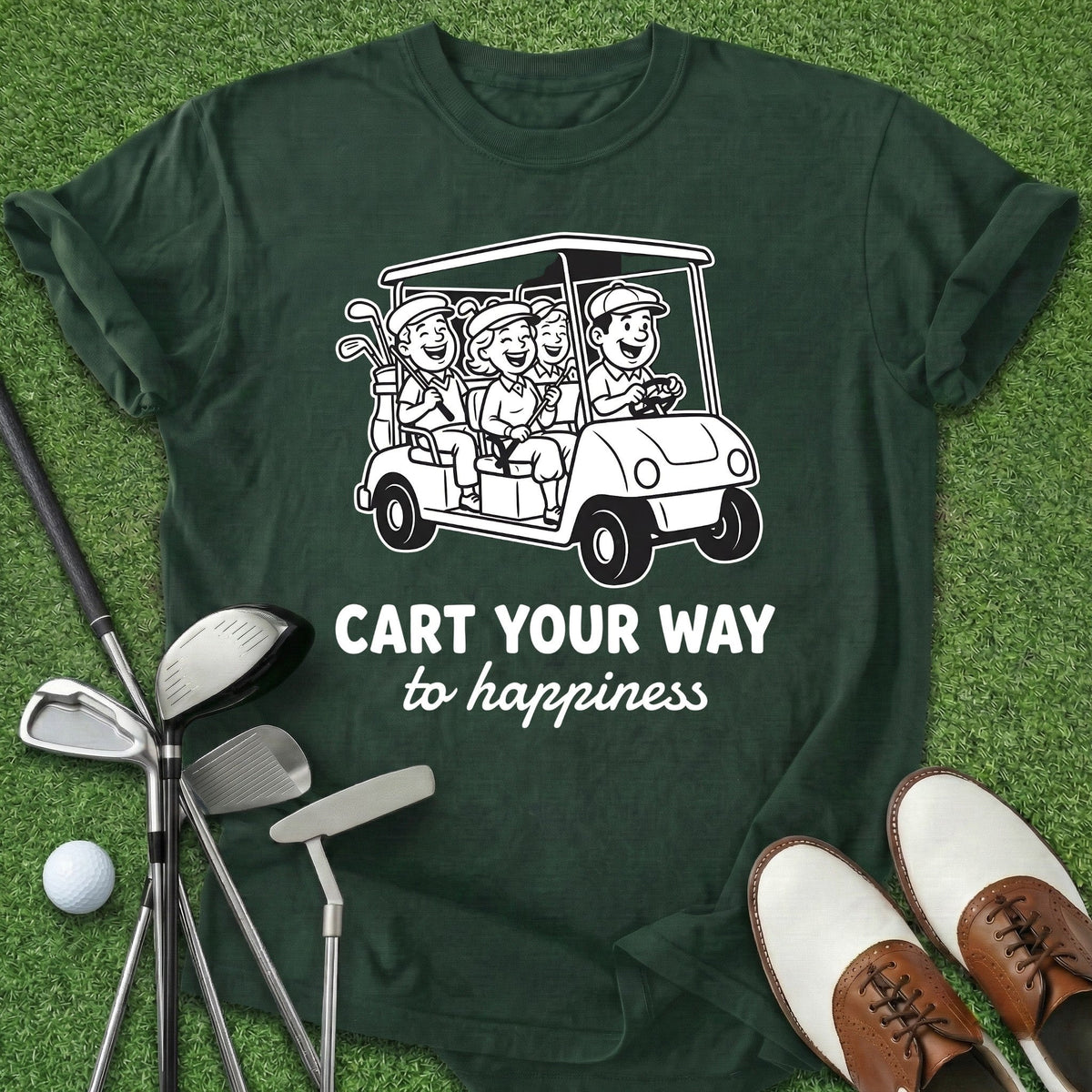 Cart Happiness T-Shirt Gift For Golfer