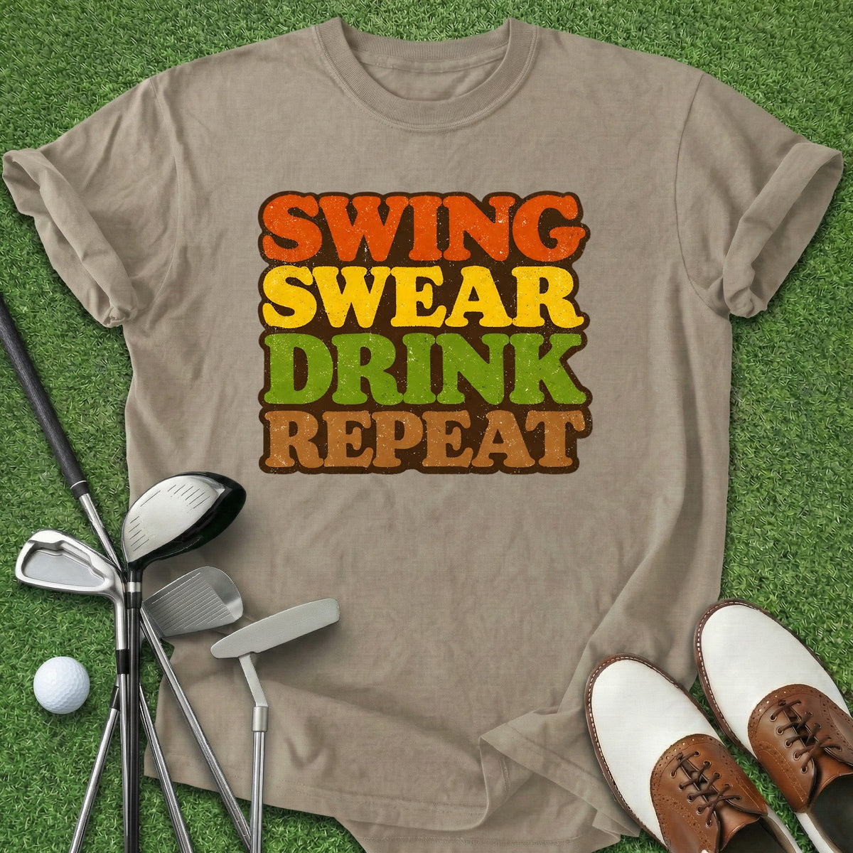 Swing Swear Drink T-Shirt Gift For Golfer
