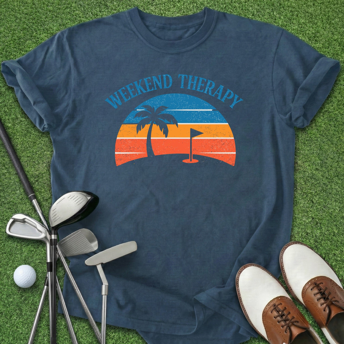 Weekend Therapy T-Shirt Gift For Golfer