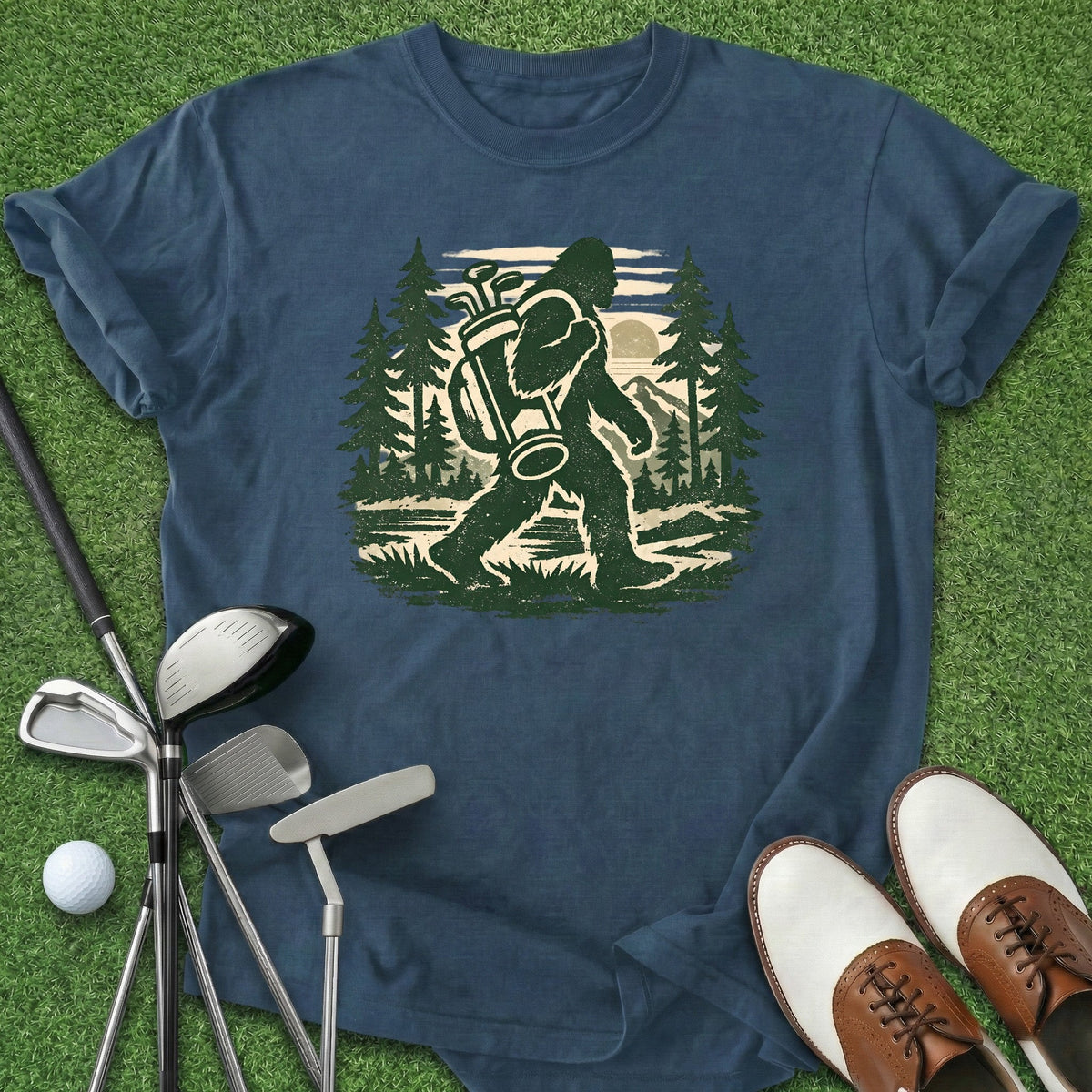 Bigfoot Golfing T-Shirt Gift For Golfer