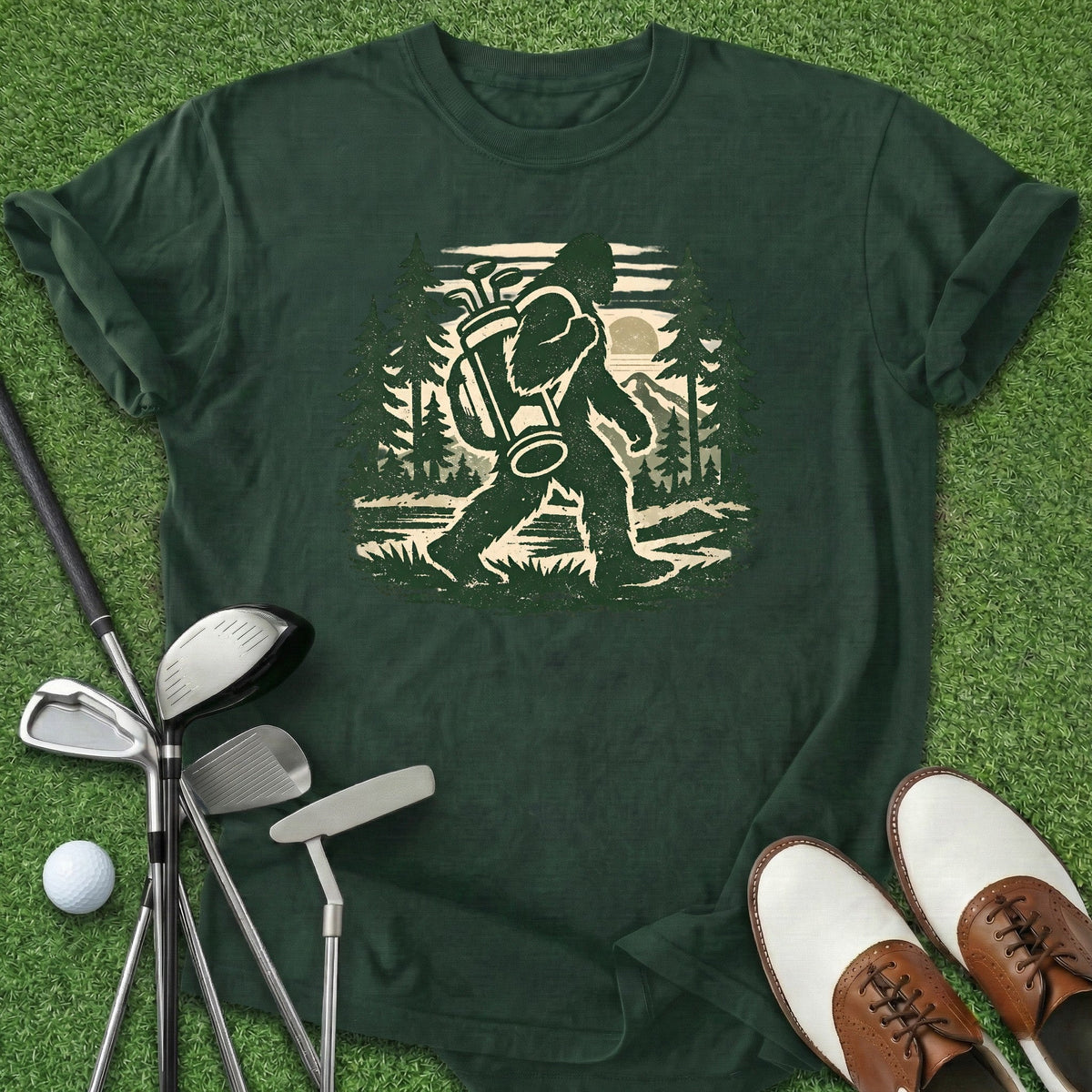 Bigfoot Golfing T-Shirt Gift For Golfer