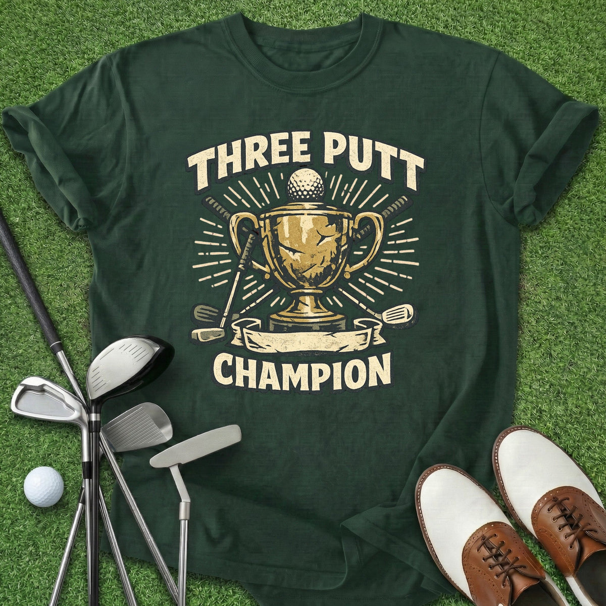 Three Putt Champion T-Shirt Gift For Golfer