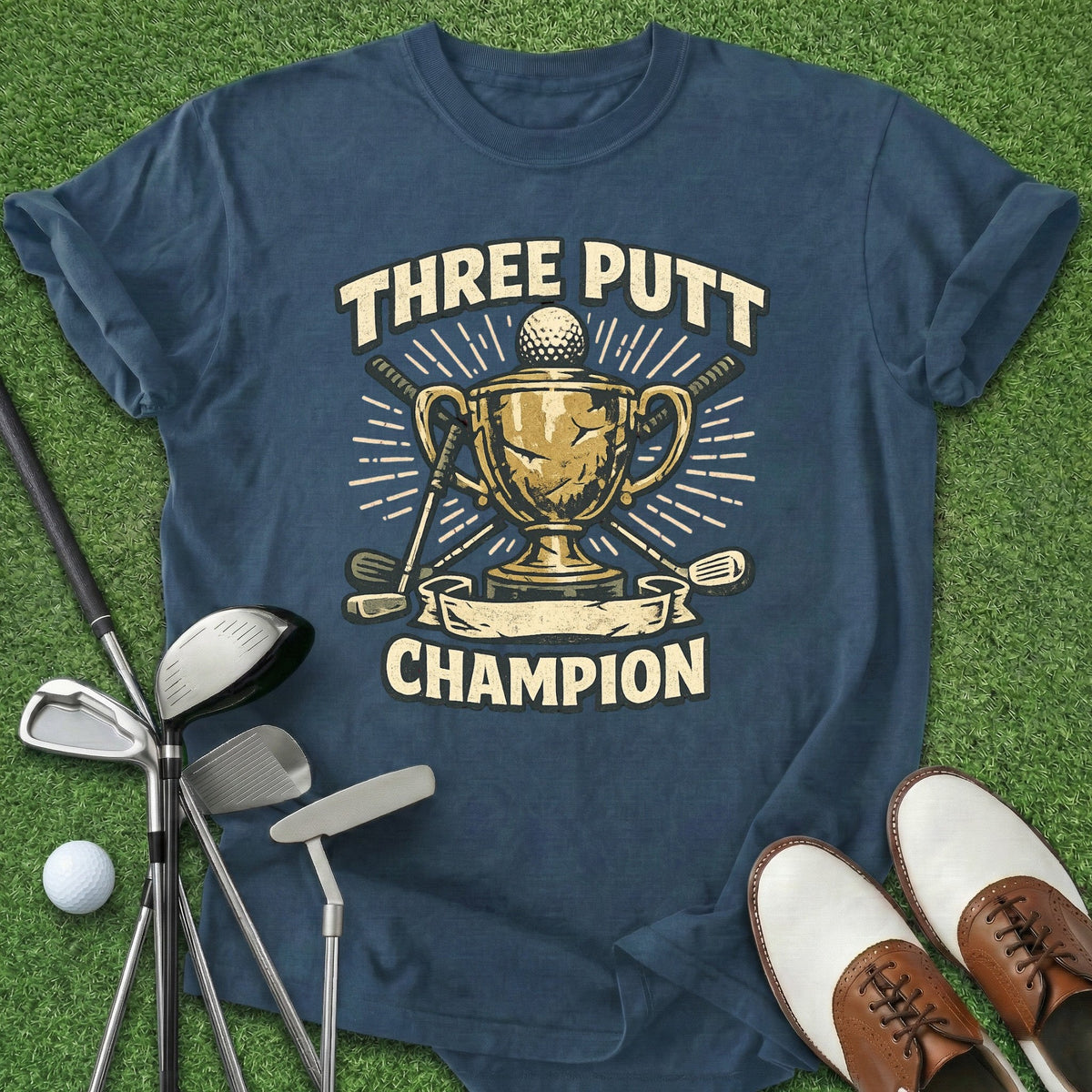 Three Putt Champion T-Shirt Gift For Golfer