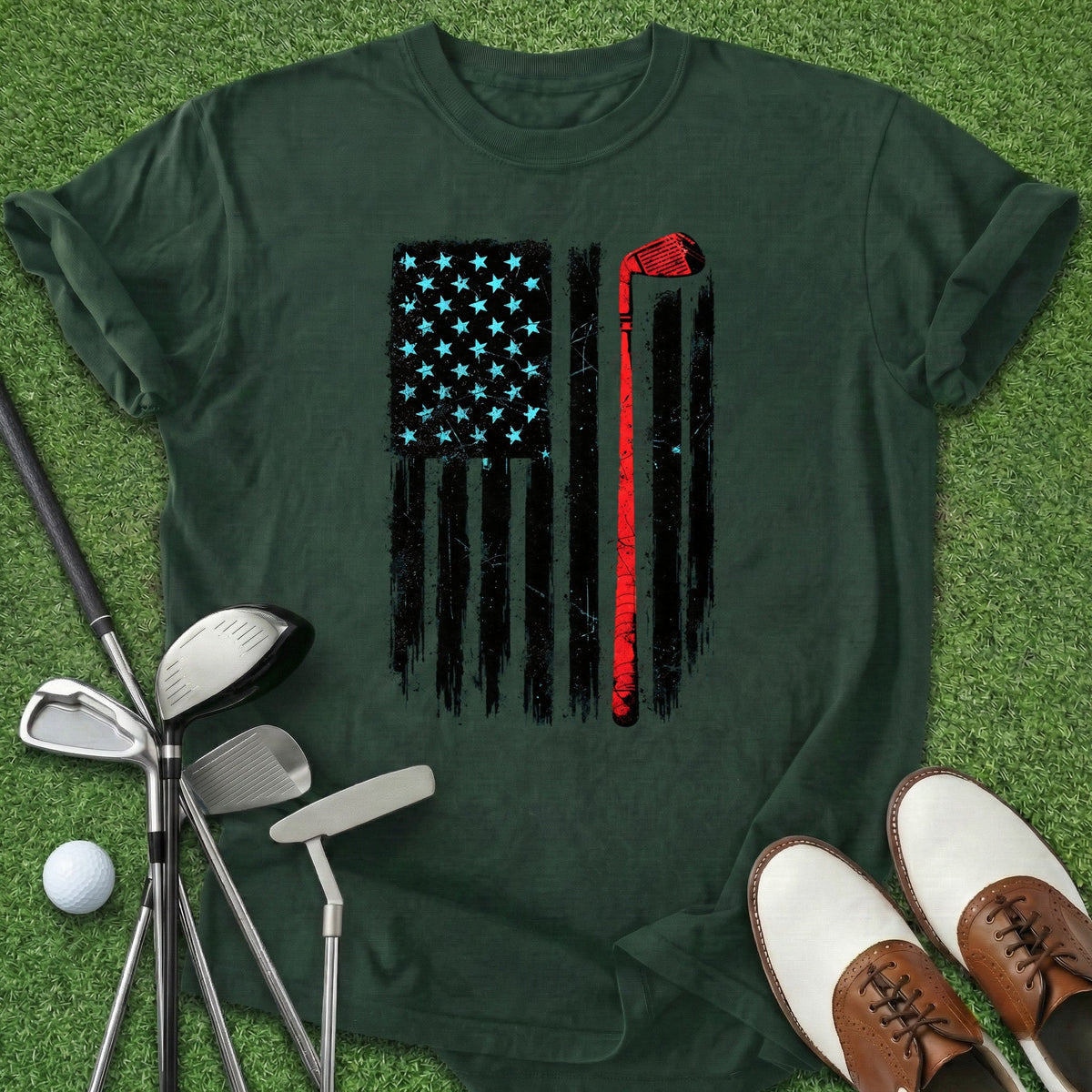 USA Golf Flag T-Shirt Gift For Golfer