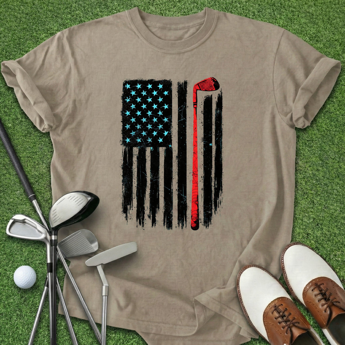 USA Golf Flag T-Shirt Gift For Golfer