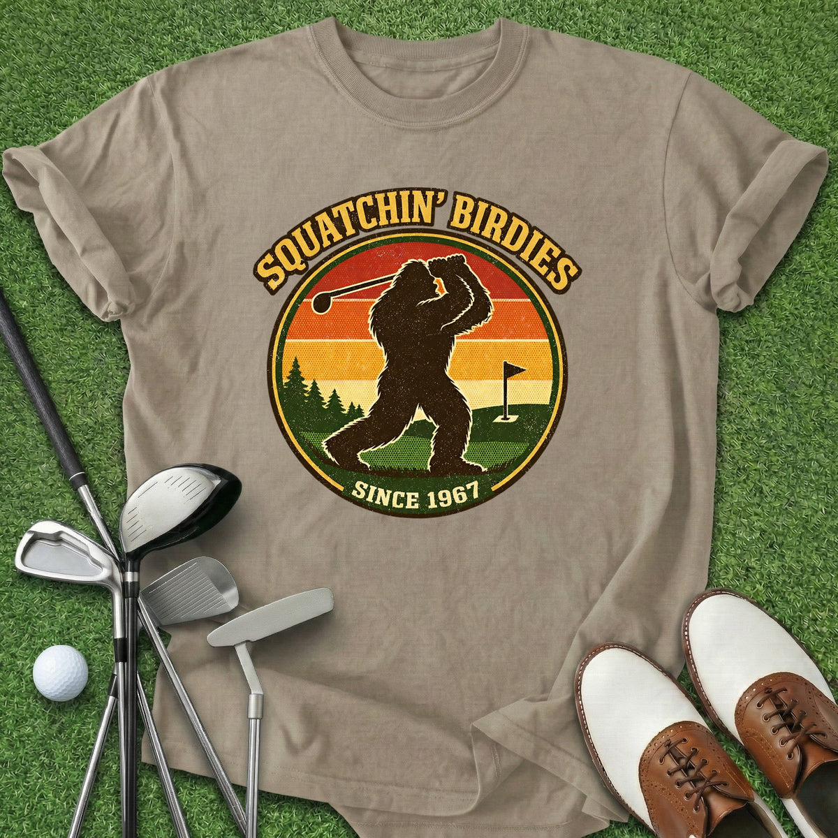 Squatchin' Birdies T-Shirt Gift For Golfer