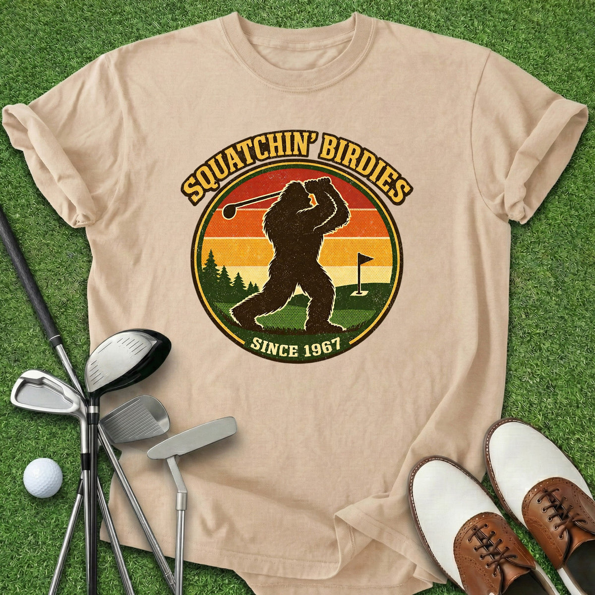 Squatchin' Birdies T-Shirt Gift For Golfer