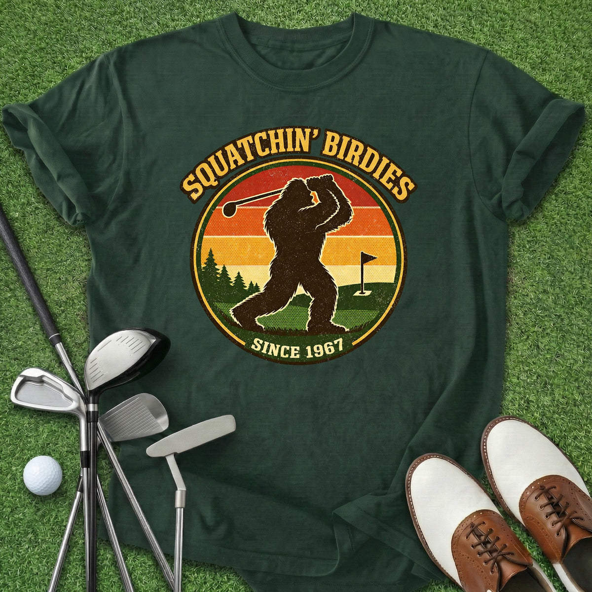 Squatchin' Birdies T-Shirt Gift For Golfer