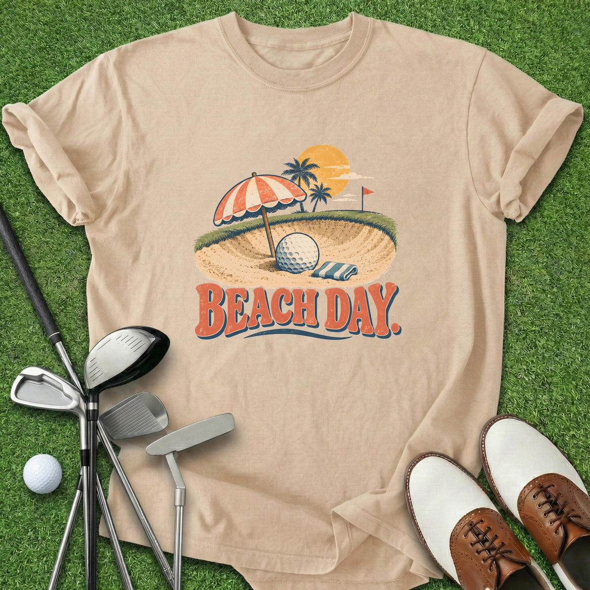 Beach Day T-Shirt Gift For Golfer