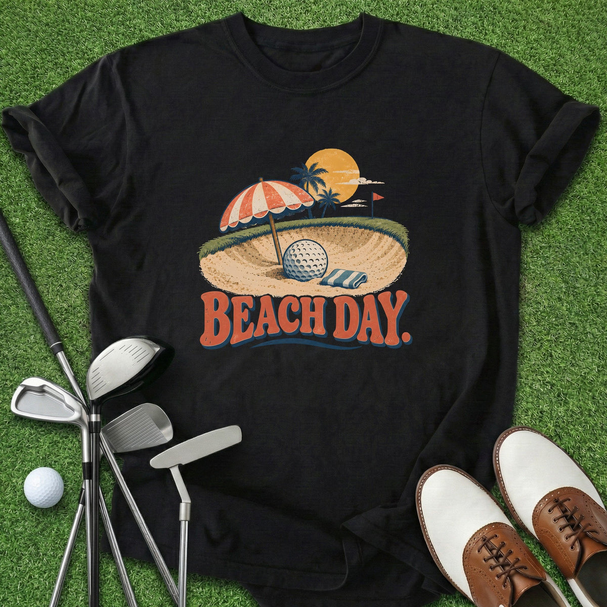 Beach Day T-Shirt Gift For Golfer