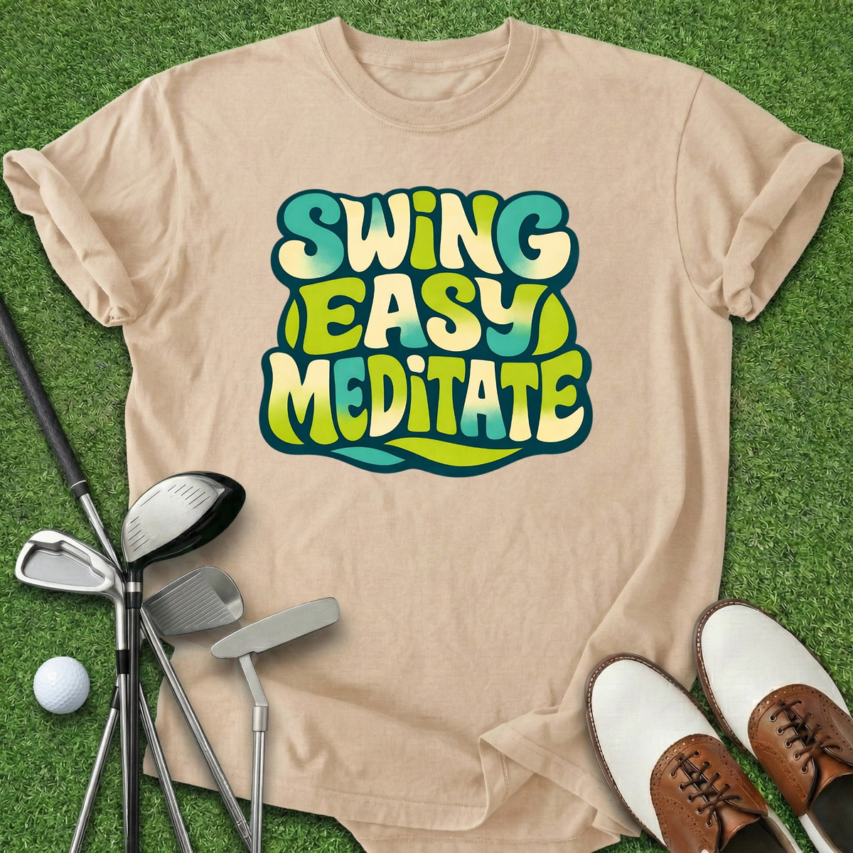 Swing Easy Meditate T-Shirt Gift For Golfer
