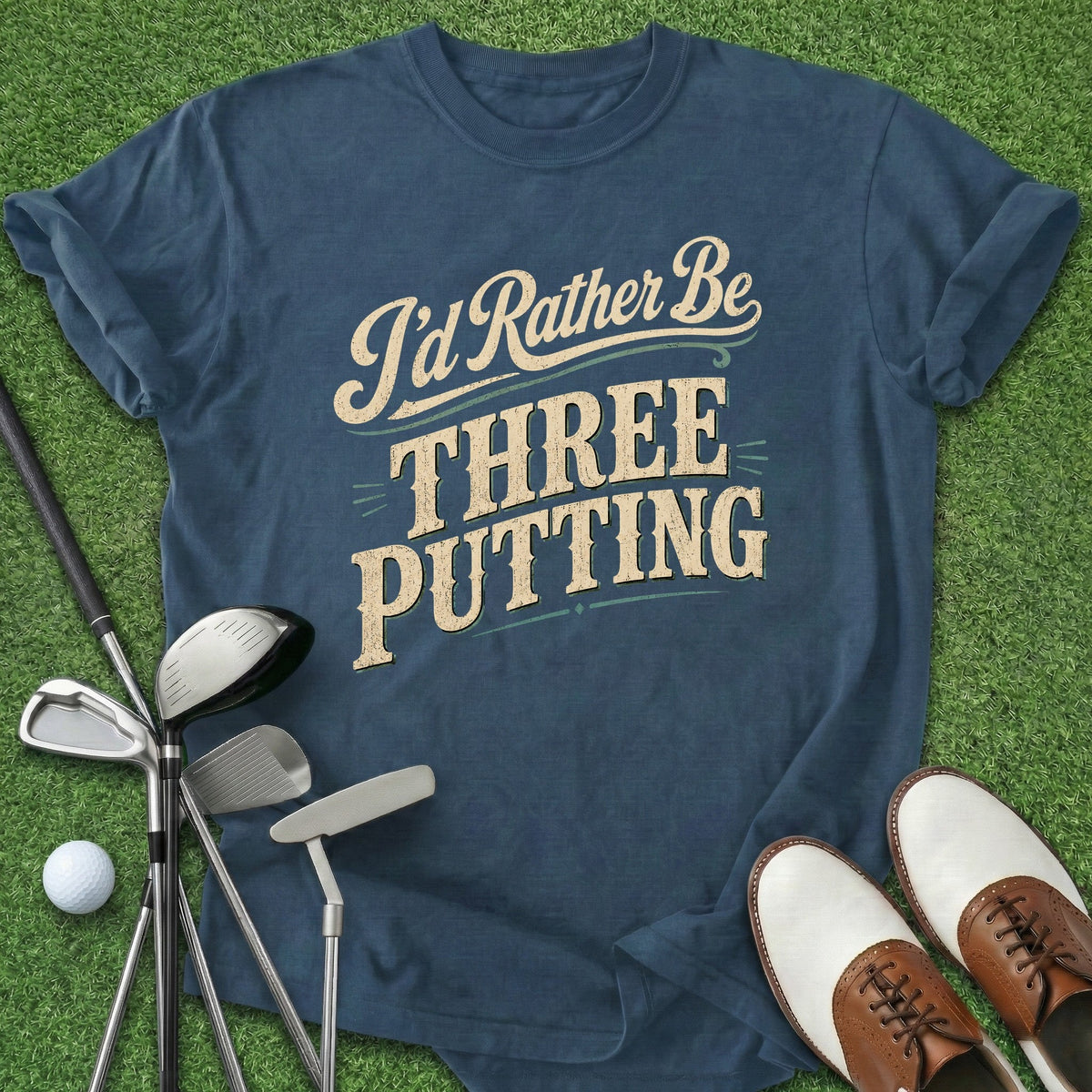 Rather Be Three Putting T-Shirt Gift For Golfer