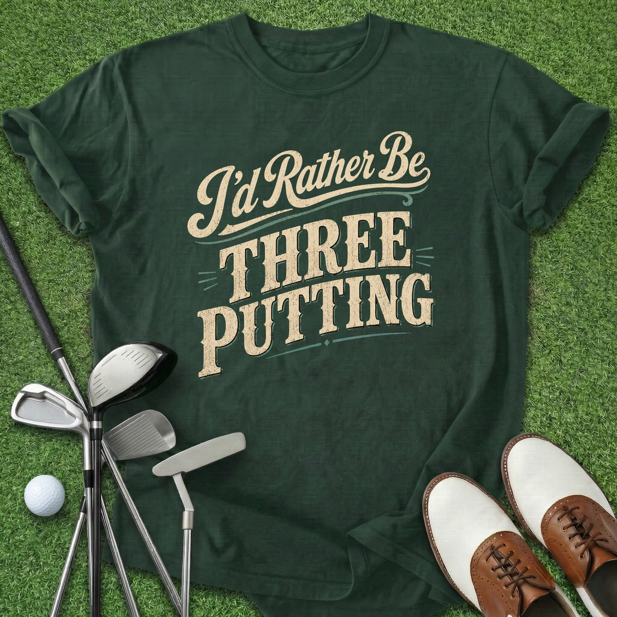 Rather Be Three Putting T-Shirt Gift For Golfer