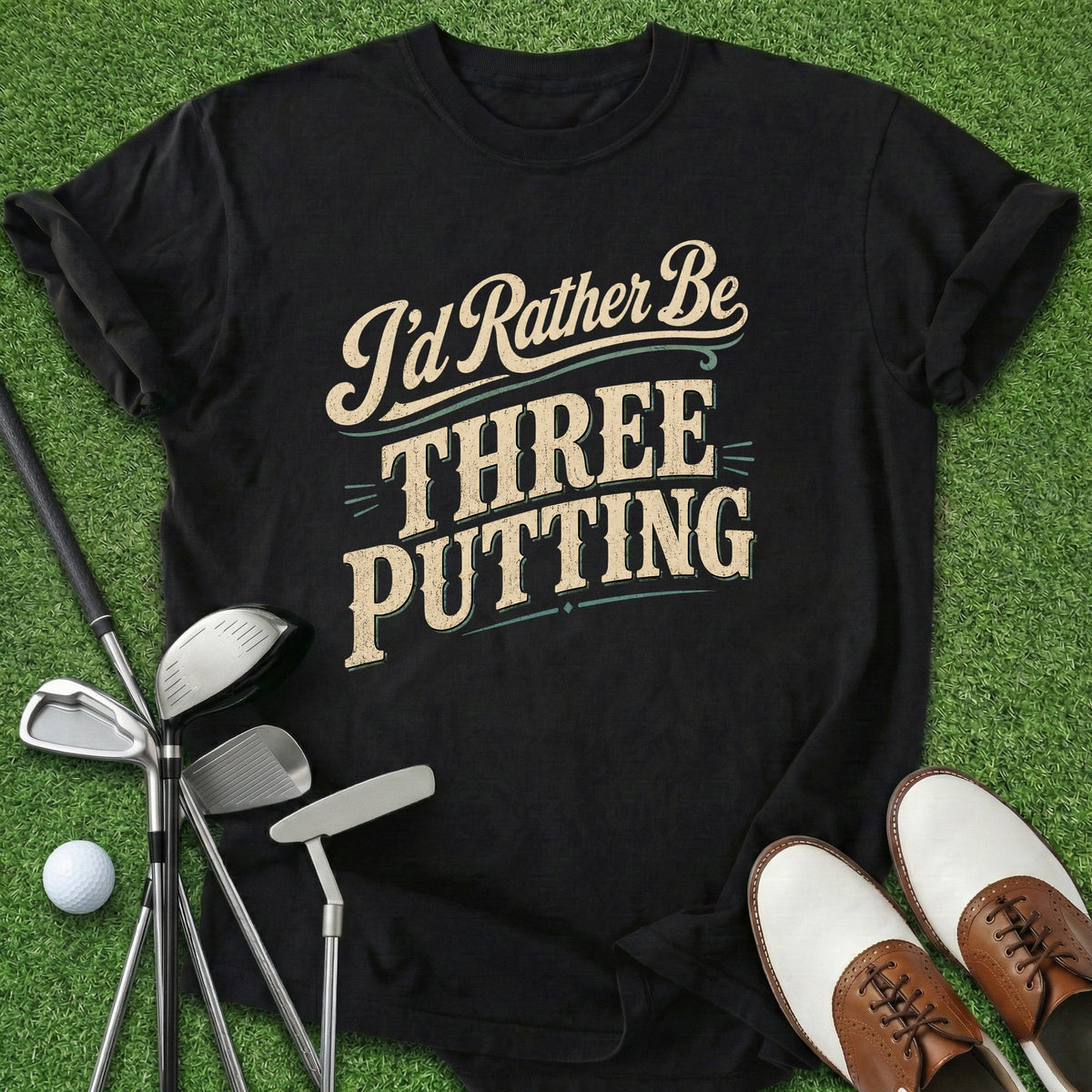 Rather Be Three Putting T-Shirt Gift For Golfer
