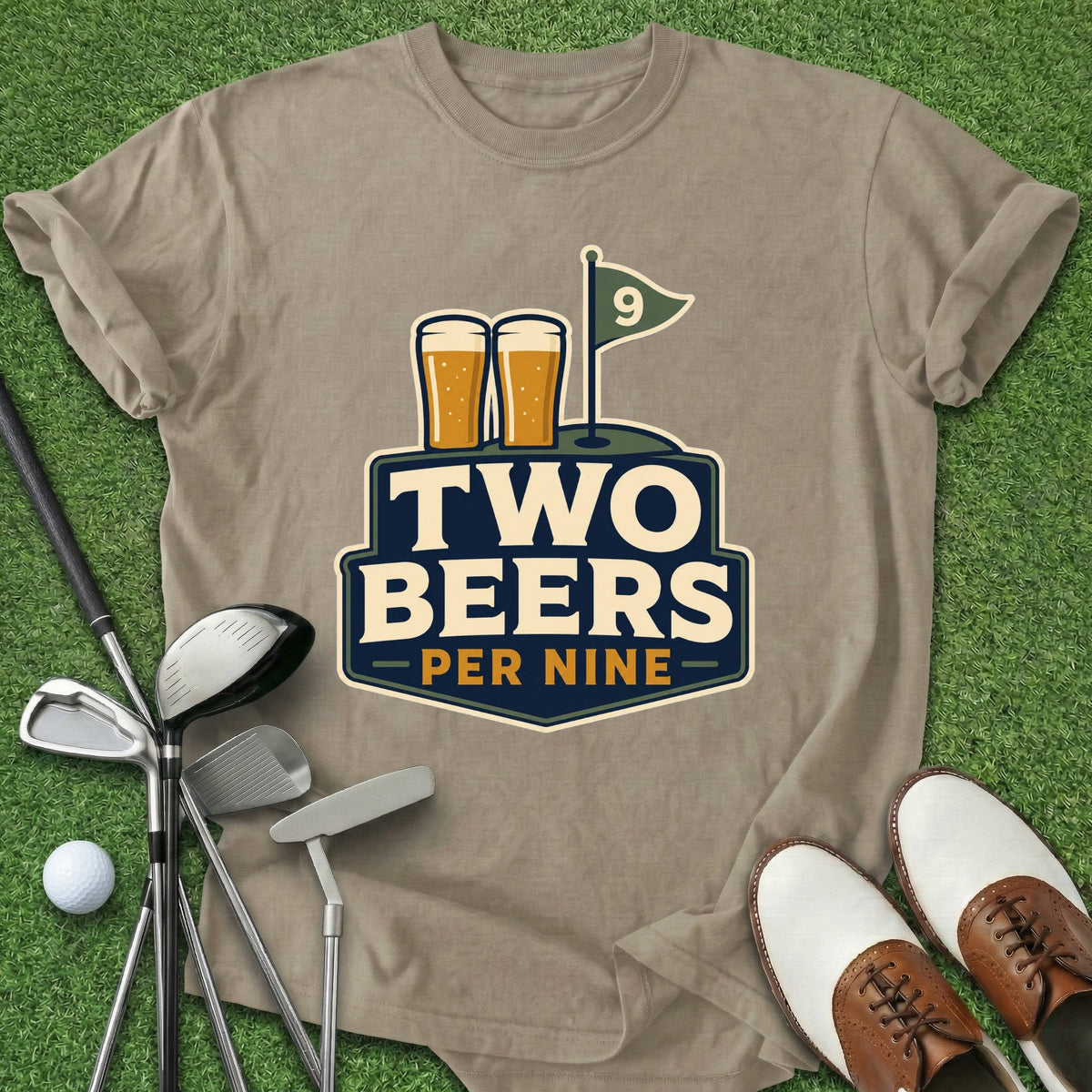 Two Beers Per Nine T-Shirt Gift For Golfer