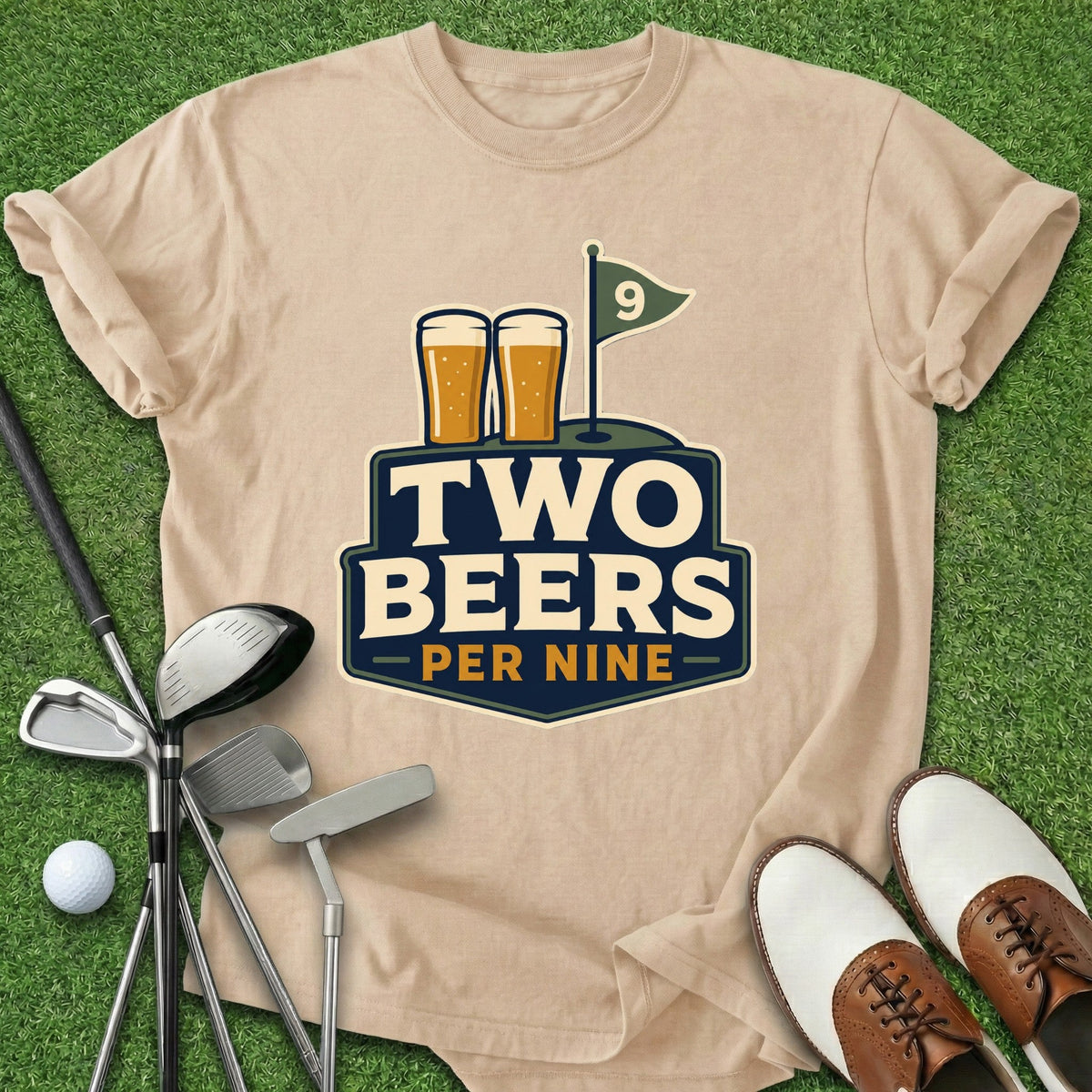 Two Beers Per Nine T-Shirt Gift For Golfer