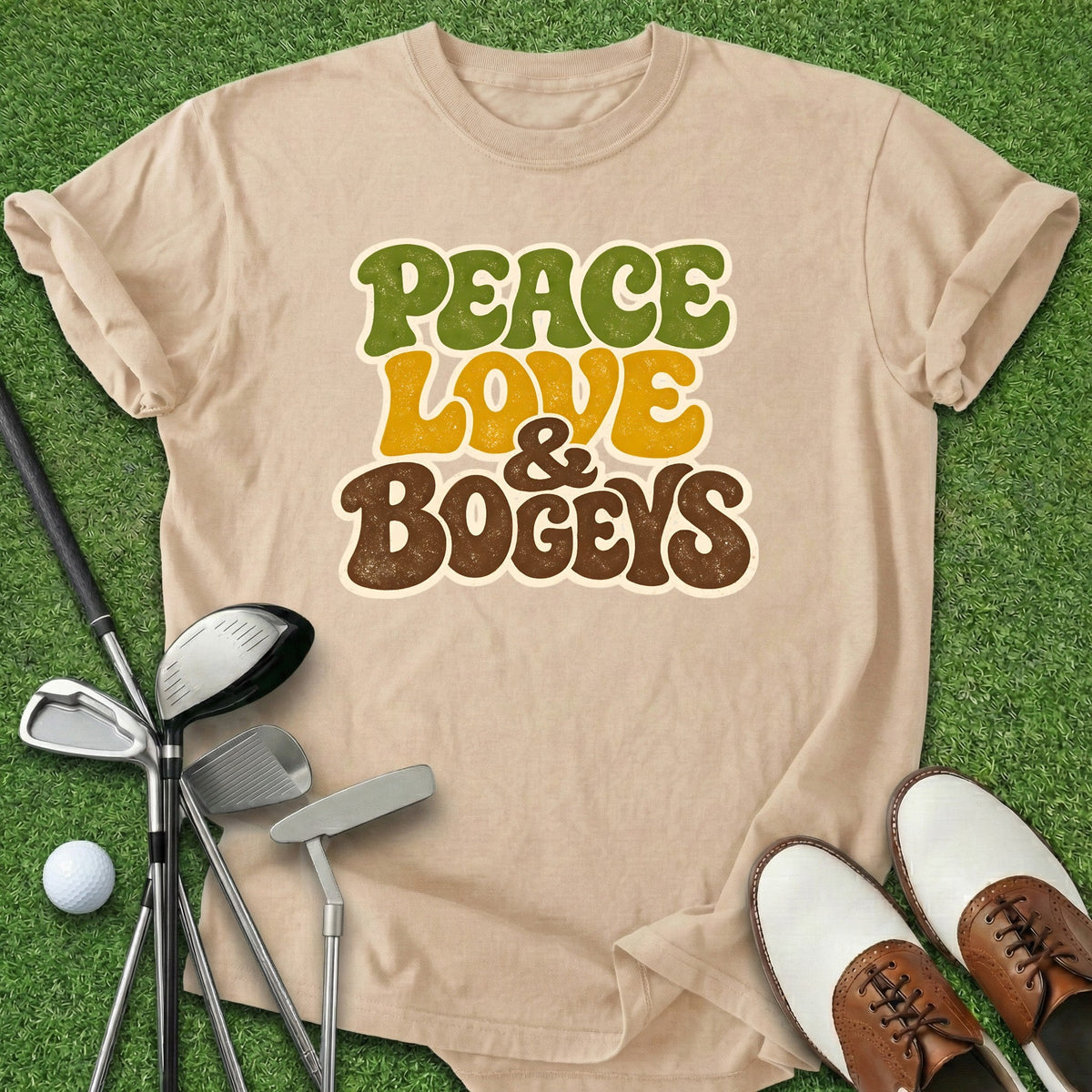Peace Love Bogeys T-Shirt Gift For Golfer