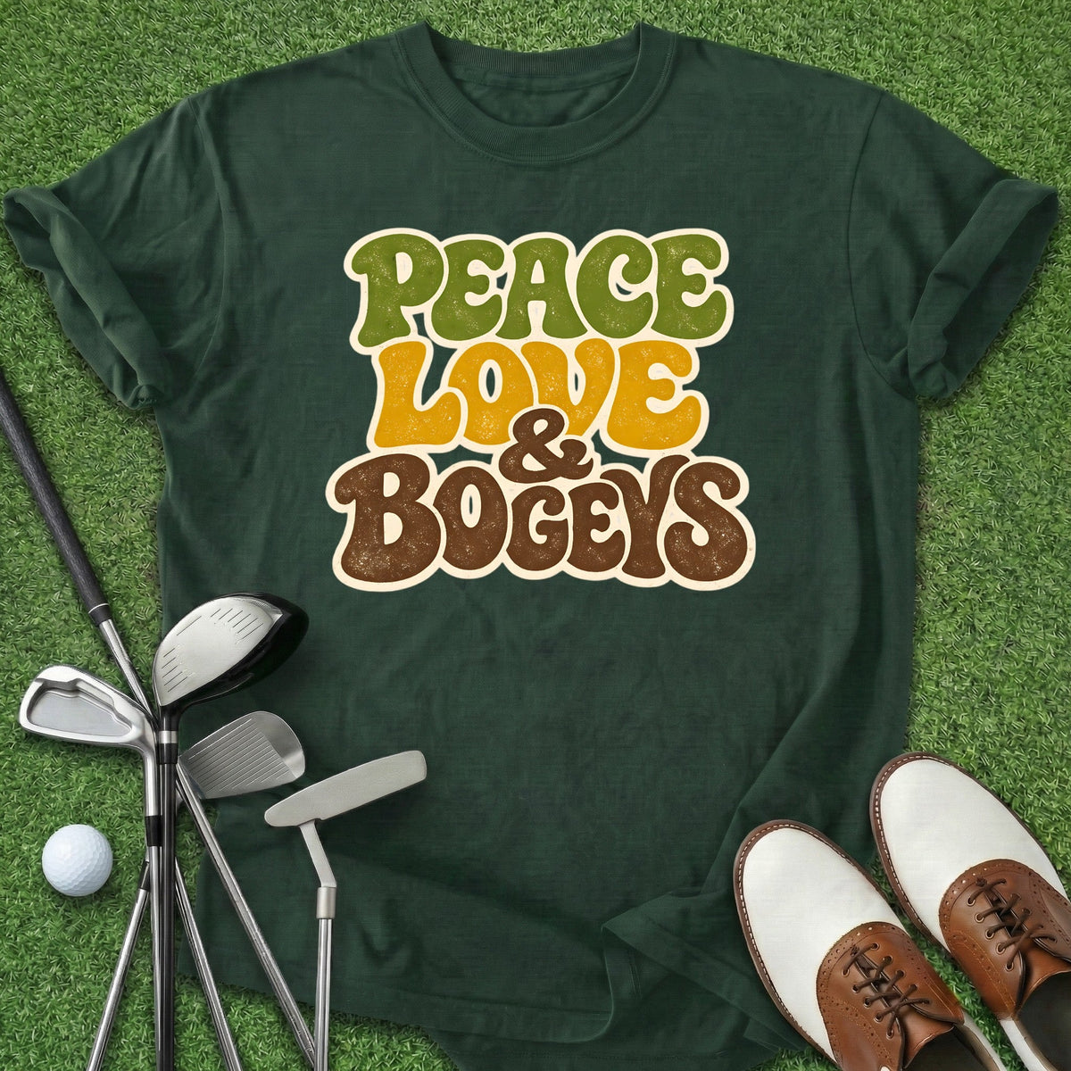 Peace Love Bogeys T-Shirt Gift For Golfer