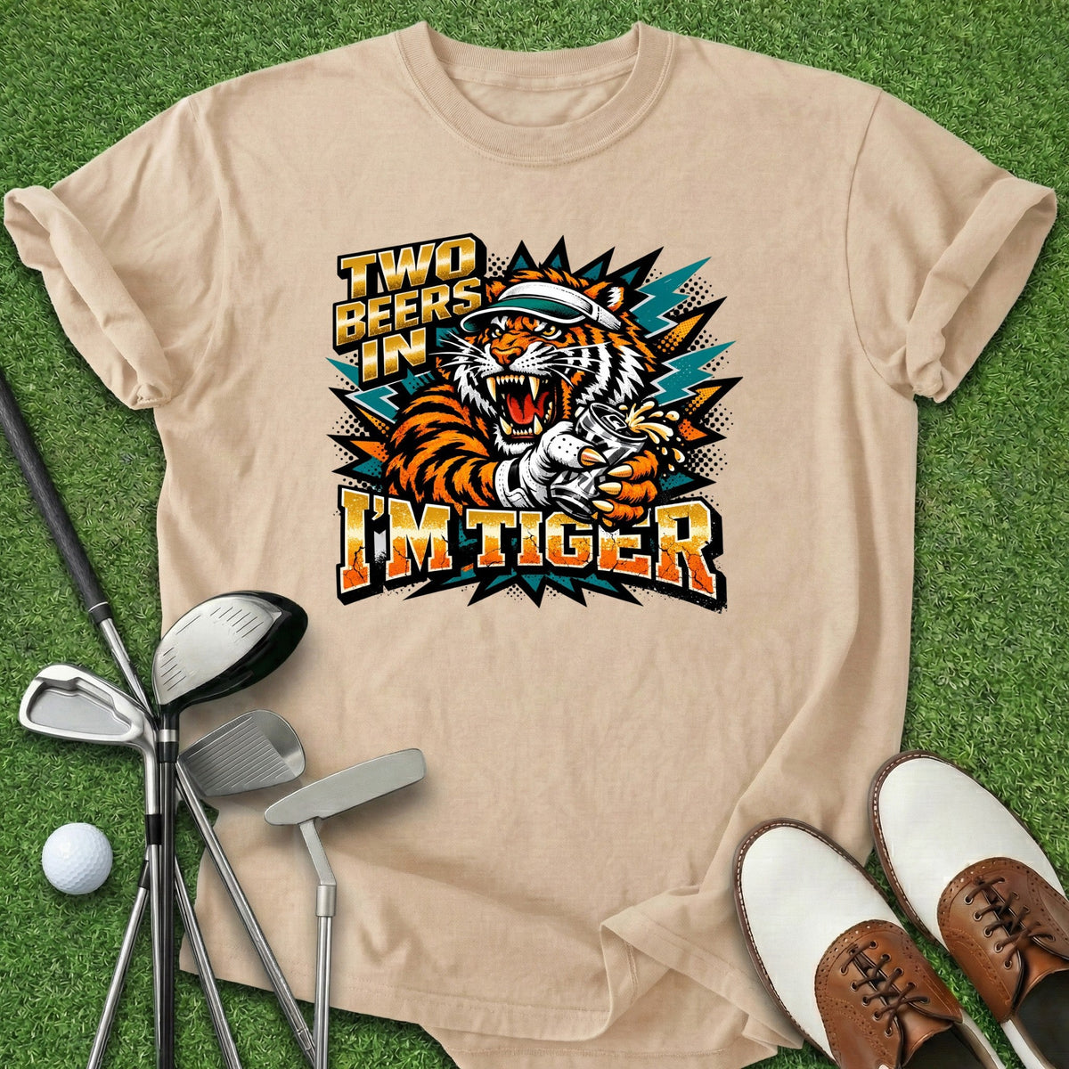 Two Beers In T-Shirt Gift For Golfer