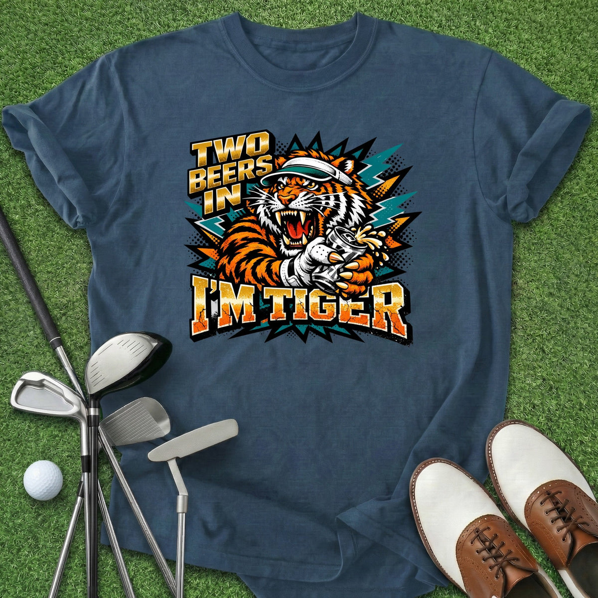 Two Beers In T-Shirt Gift For Golfer