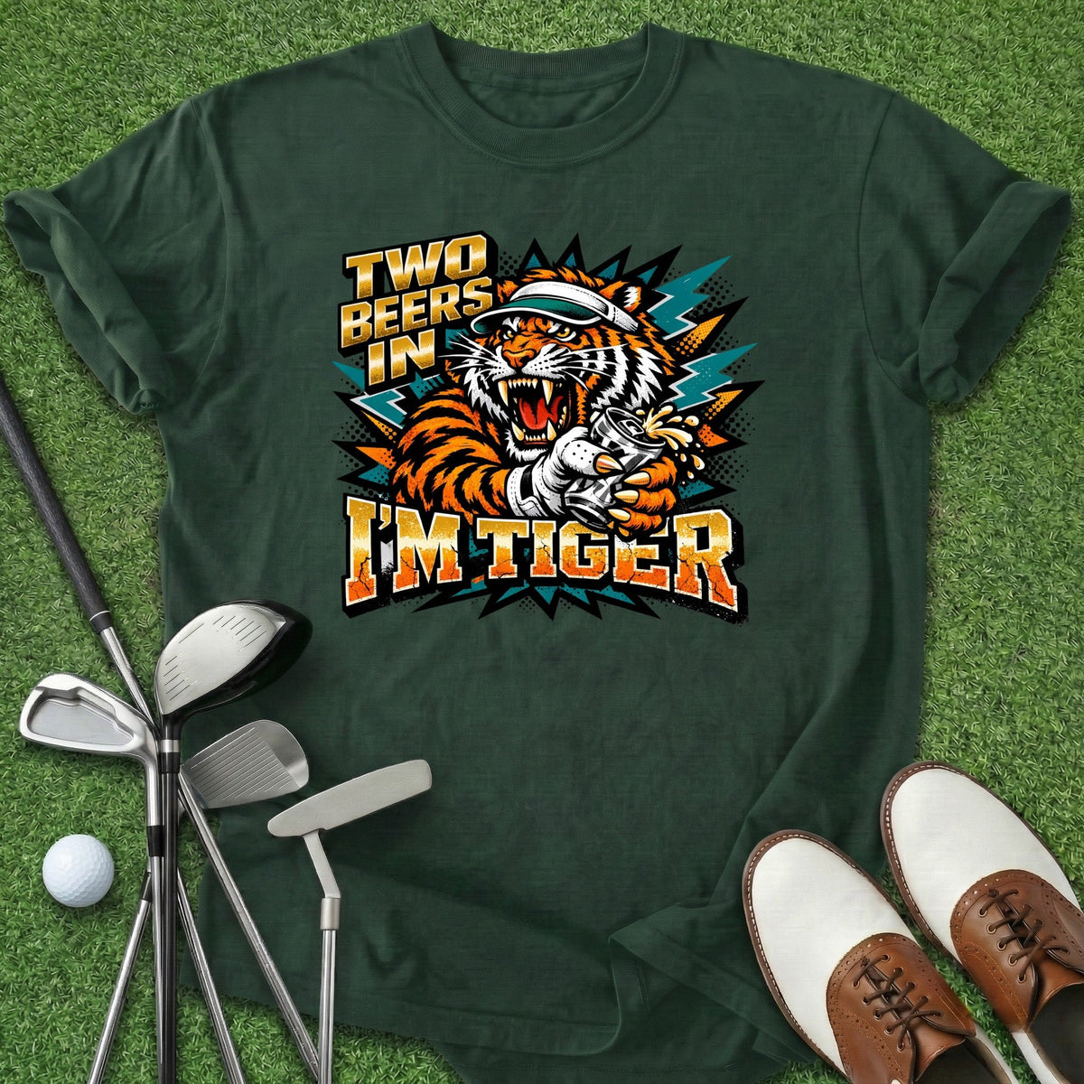Two Beers In T-Shirt Gift For Golfer
