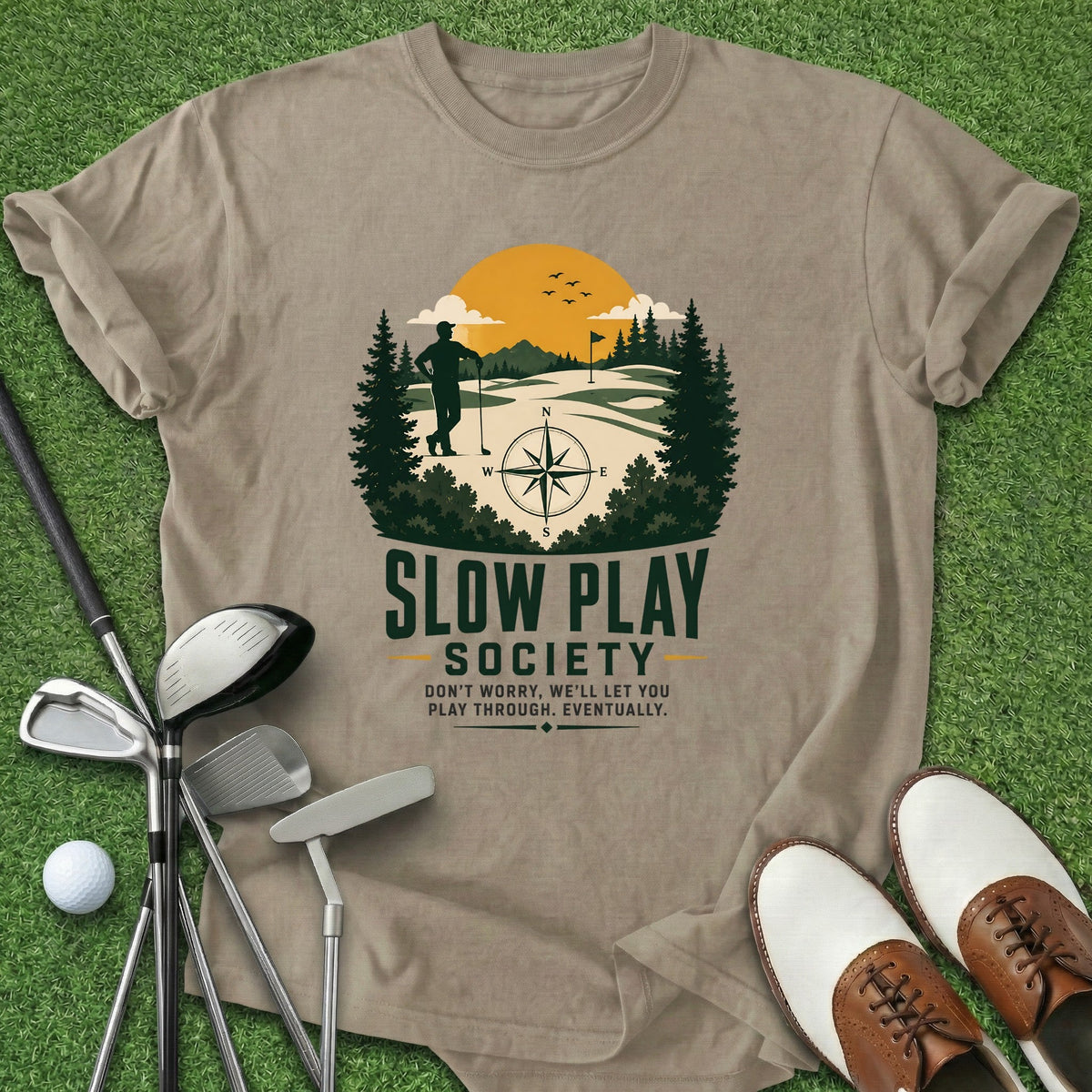 Slow Play Society T-Shirt Gift For Golfer
