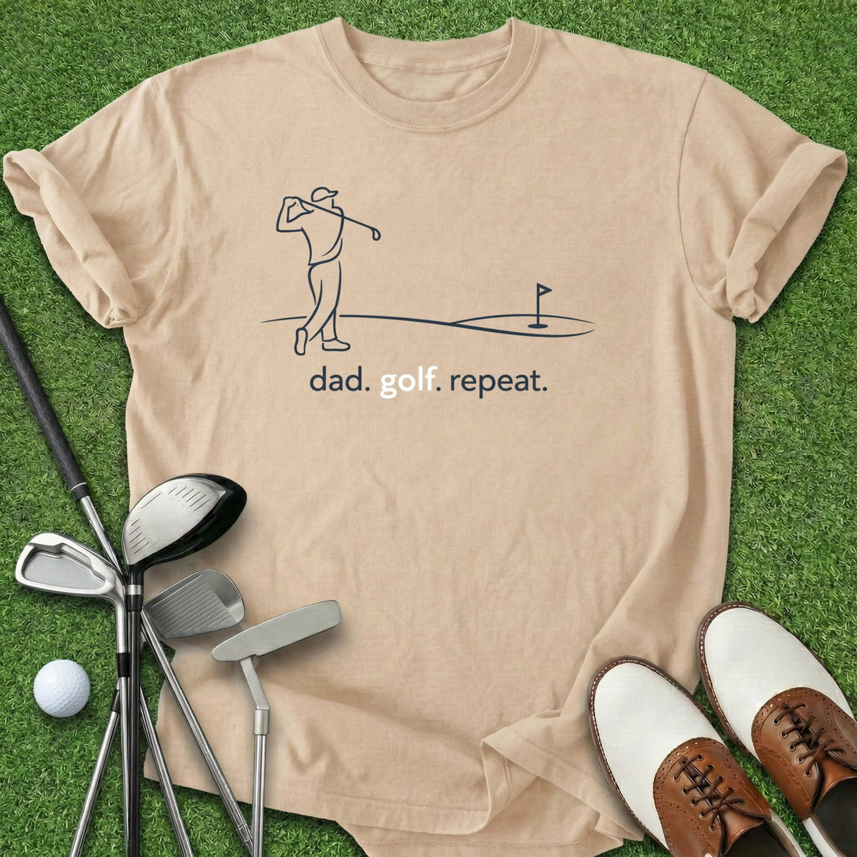 Dad Golf Repeat T-Shirt Gift For Golfer