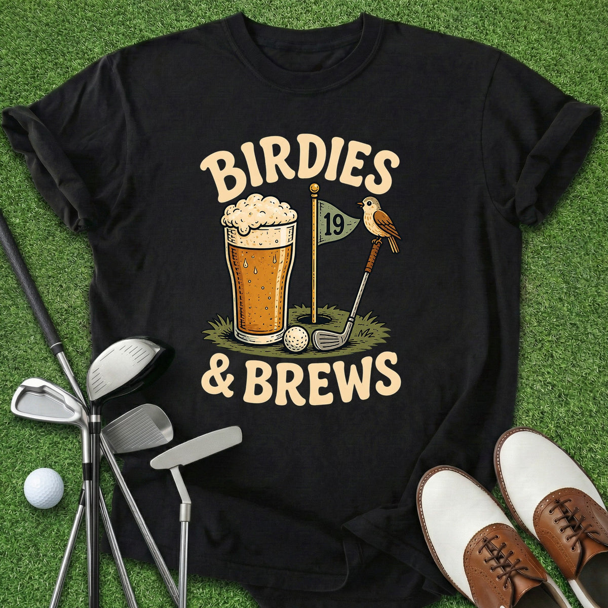 Birdies & Brews T-Shirt Gift For Golfer
