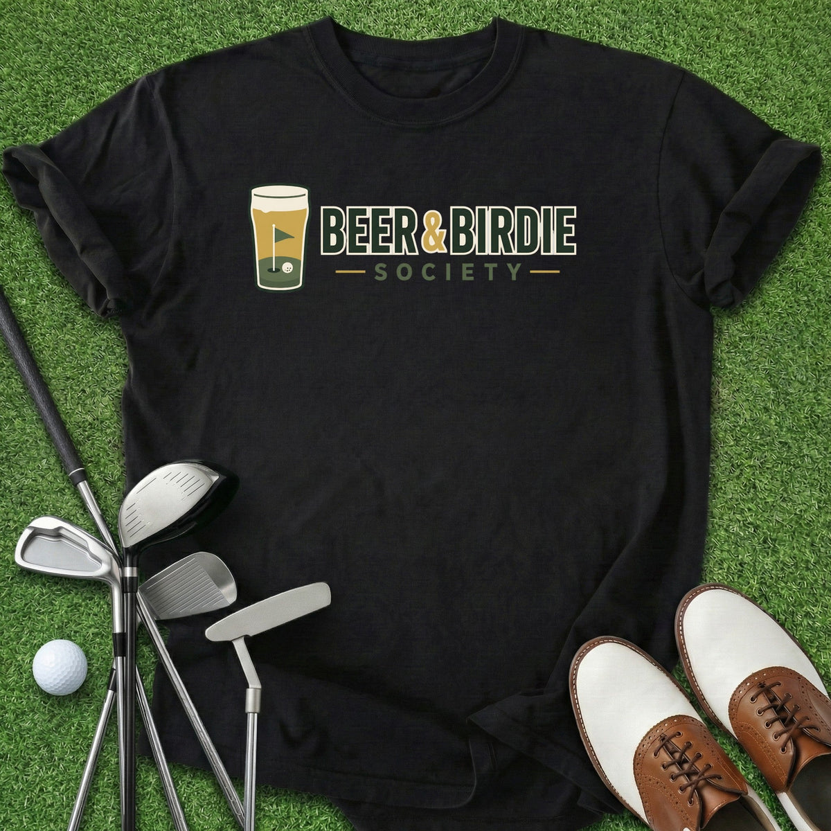 Beer & Birdie Society T-Shirt Gift For Golfer