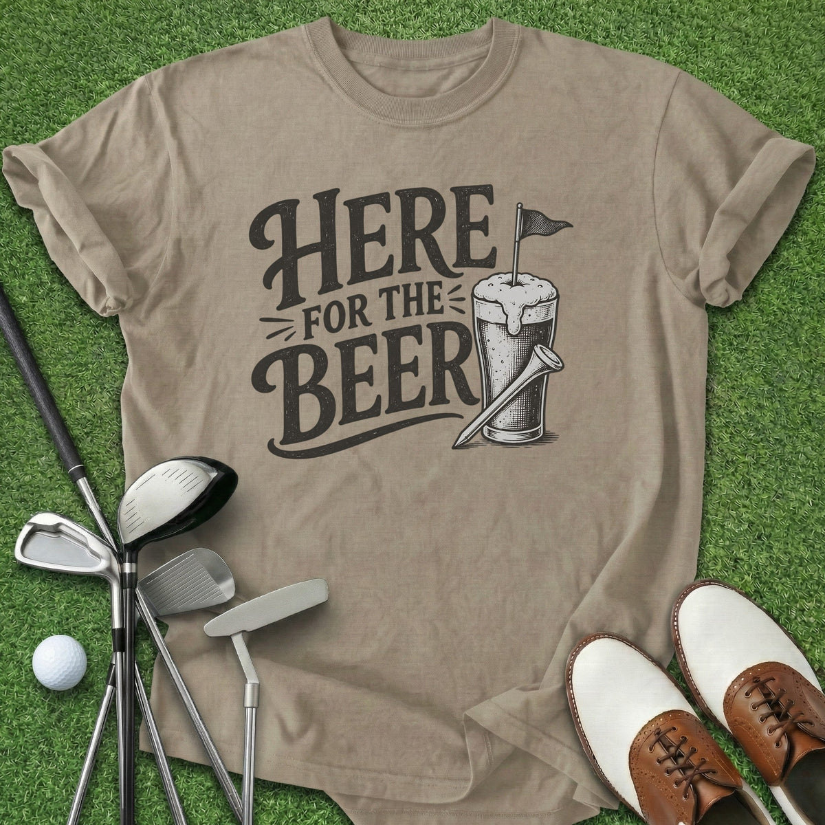 Here For The Beer T-Shirt Gift For Golfer