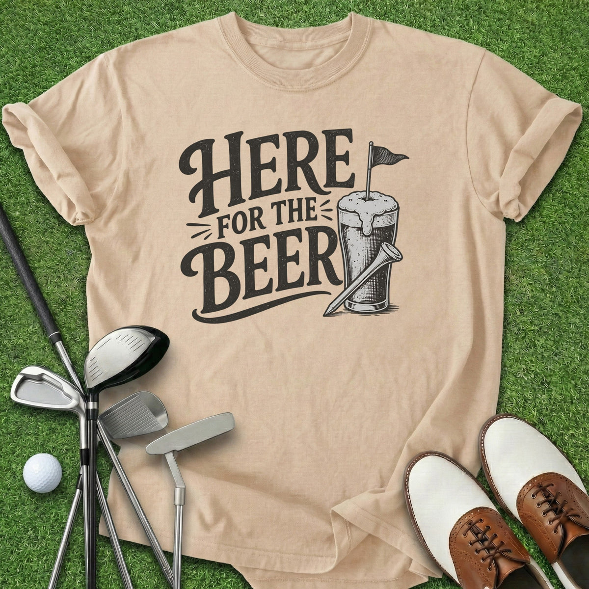 Here For The Beer T-Shirt Gift For Golfer