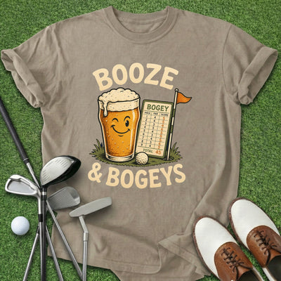 Booze & Bogeys T-Shirt Gift For Golfer