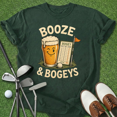 Booze & Bogeys T-Shirt Gift For Golfer