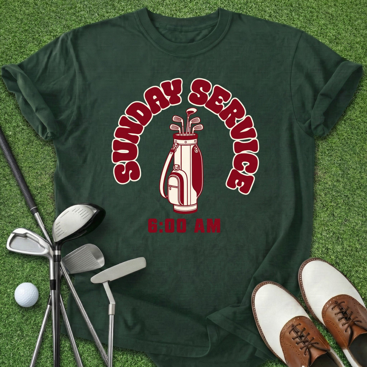 Sunday Service T-Shirt Gift For Golfer