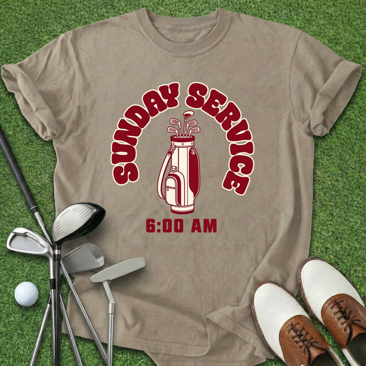 Sunday Service T-Shirt Gift For Golfer