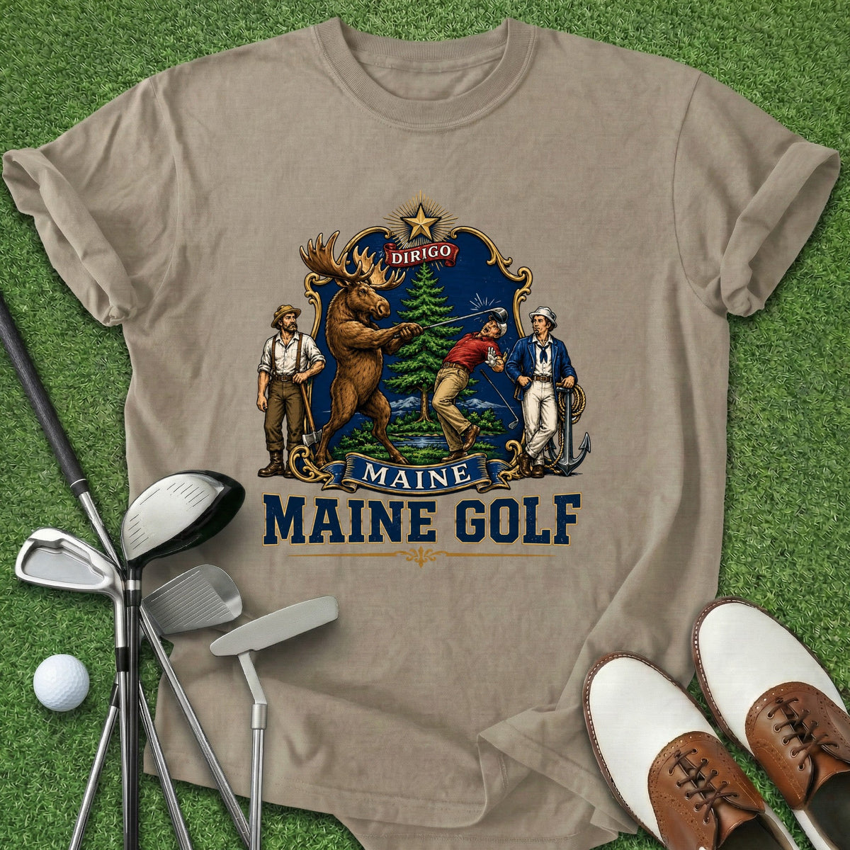 Maine Golf T-Shirt Gift For Golfer