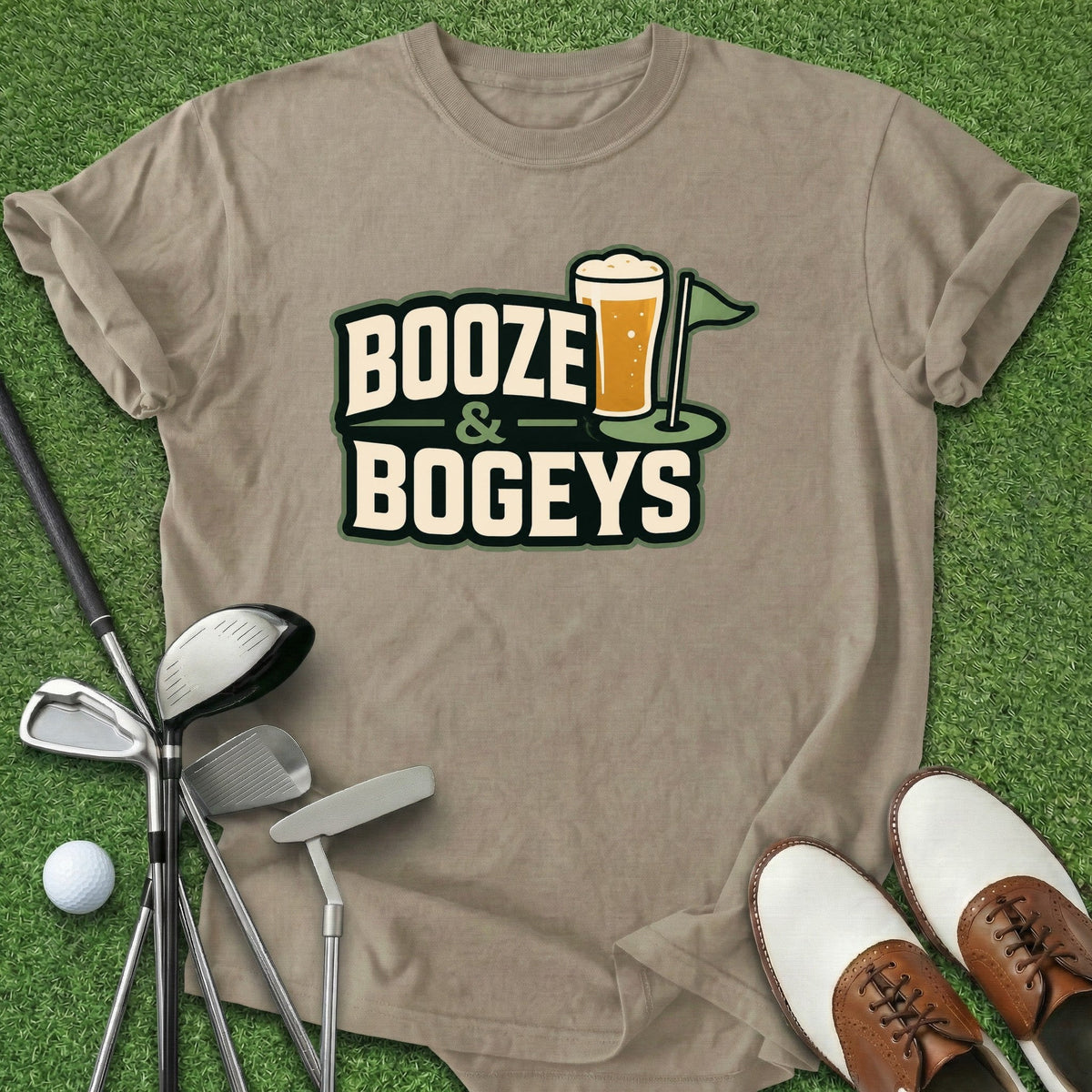 Booze & Bogeys T-Shirt Gift For Golfer