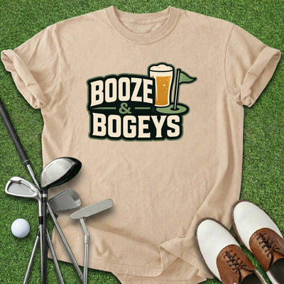 Booze & Bogeys T-Shirt Gift For Golfer