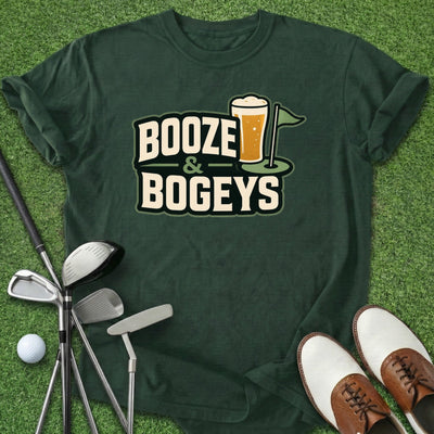 Booze & Bogeys T-Shirt Gift For Golfer
