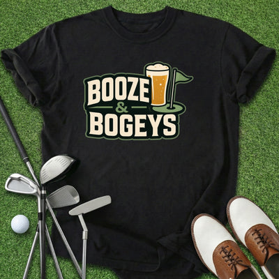 Booze & Bogeys T-Shirt Gift For Golfer