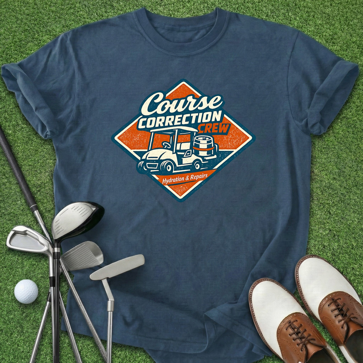 Course Correction Crew T-Shirt Gift For Golfer