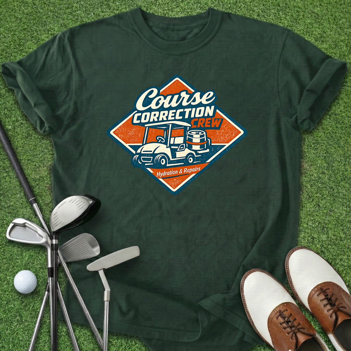 Course Correction Crew T-Shirt Gift For Golfer