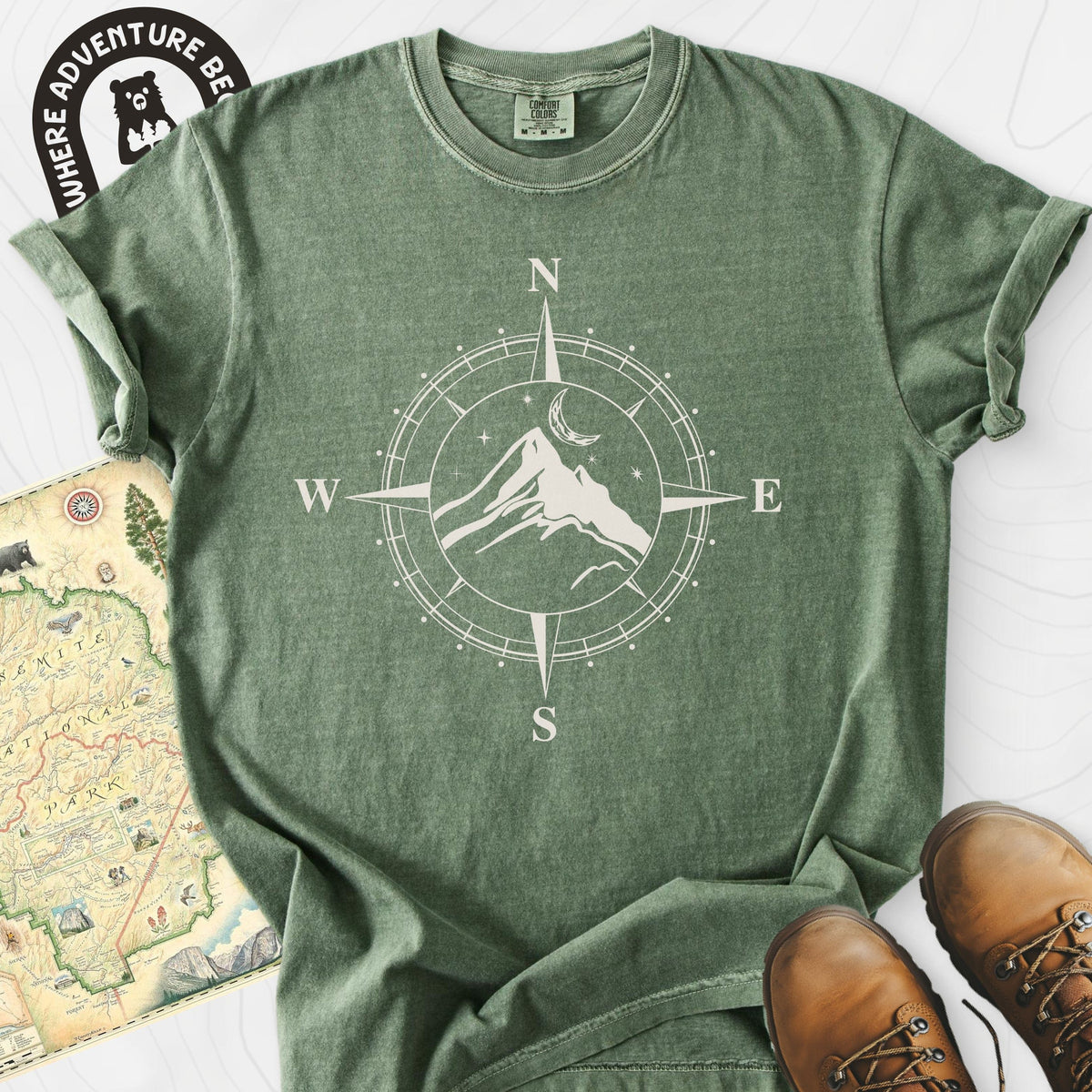 Compass Mountains T-Shirt Gift For Hiker