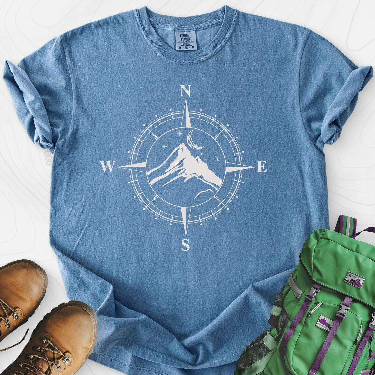 Compass Mountains T-Shirt Gift For Hiker