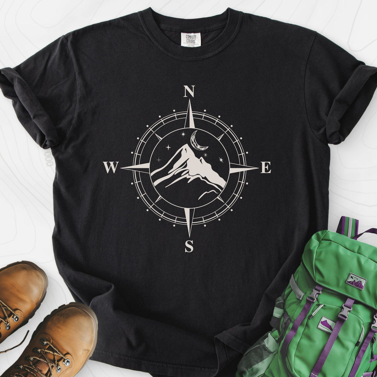 Compass Mountains T-Shirt Gift For Hiker