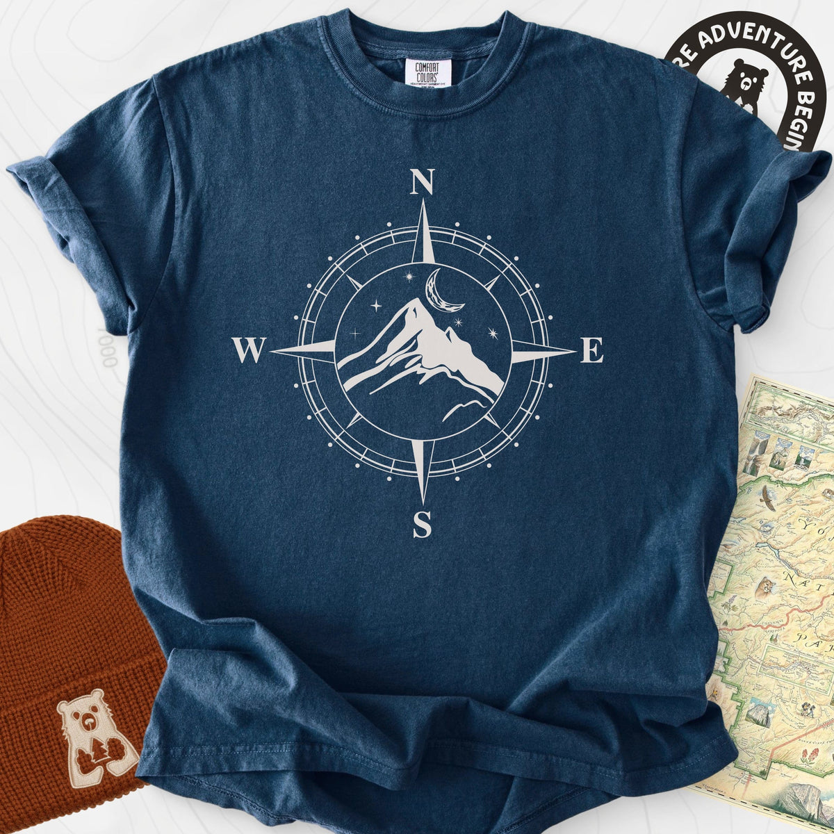 Compass Mountains T-Shirt Gift For Hiker