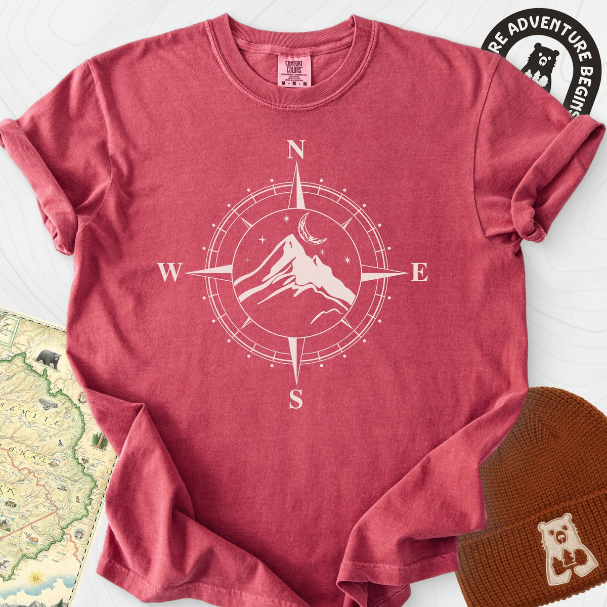 Compass Mountains T-Shirt Gift For Hiker